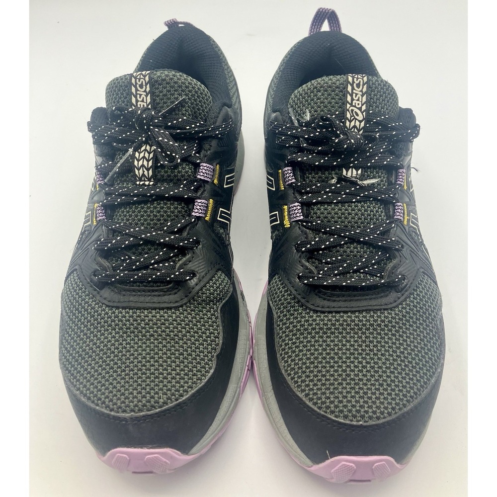 ASICS Gel‎ SIZE 7.5 VENTURE-8 Gel shoes. Black And Ivory Purple Accents